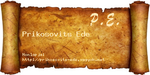 Prikosovits Ede névjegykártya